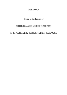 Guide to the Papers of Arthur James Murch
