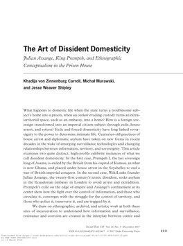 The Art of Dissident Domesticity Julian Assange, King Prempeh, and Ethnographic Conceptualism in the Prison House