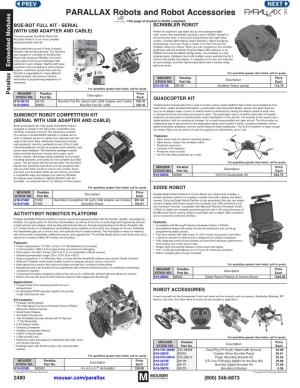 PARALLAX Robots and Robot Accessories This Page of Product Is Rohs Compliant