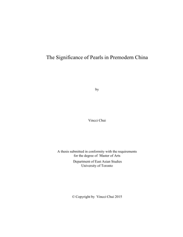 The Significance of Pearls in Premodern China