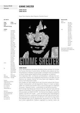 GIMME SHELTER Dokumente GIMME SHELTER GIMME SHELTER