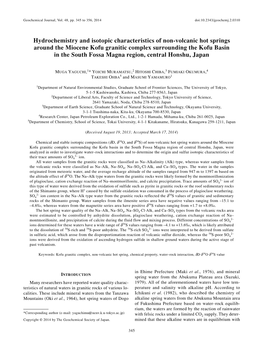 Hydrochemistry and Isotopic Characteristics of Non-Volcanic Hot