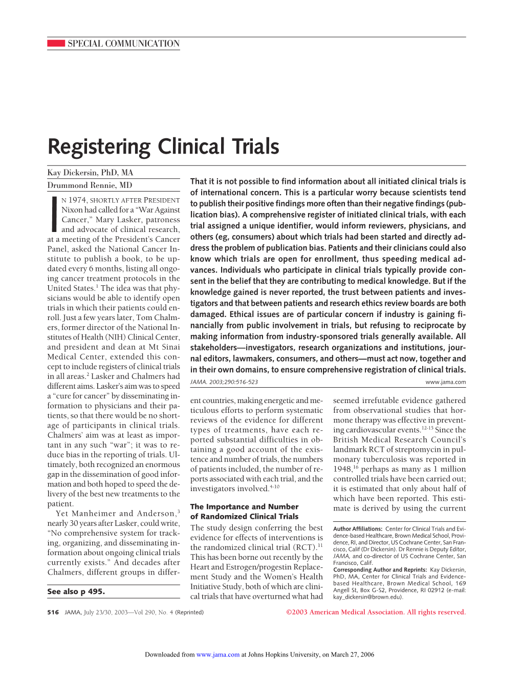 Registering Clinical Trials