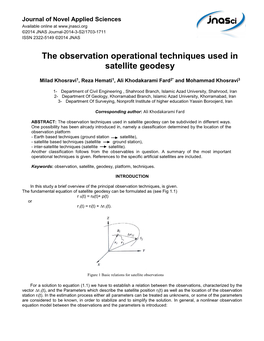 The Observation Operational Techniques Used in Satellite Geodesy