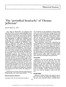 The “Periodical Head-Achs” of Thomas Jefferson