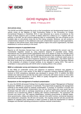 GICHD Highlights 2015