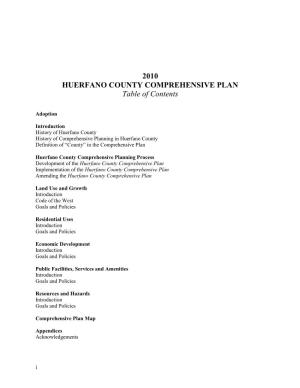 HUERFANO COUNTY COMPREHENSIVE PLAN Table of Contents
