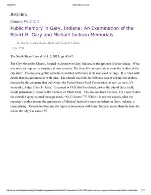 An Examination of the Elbert H. Gary and Michael Jackson Memorials