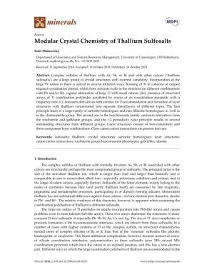 Modular Crystal Chemistry of Thallium Sulfosalts