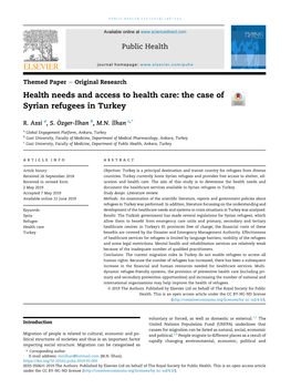 The Case of Syrian Refugees in Turkey