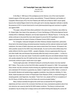 HIV Twenty-Eight Years Later: What Is the Truth? Gary Null, Phd December 3, 2012