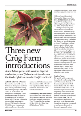 Three New Crûg Farm Introductions