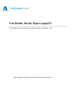 Von Drehle, David; Papers Apap213