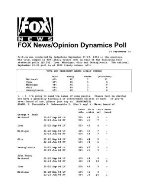 FOX News/Opinion Dynamics Poll