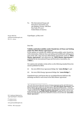 To: the International Swaps and Derivatives Association, Inc. 360 Madison Avenue, 16Th Floor New York, NY 10017 United States of America