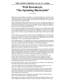 Walt Kowalczyk, the Sprinting Blacksmith