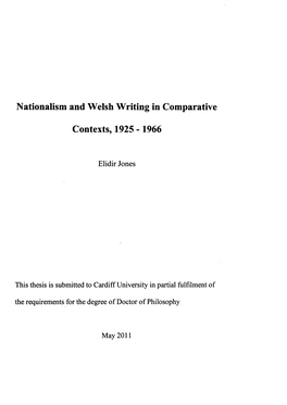 Nationalism and Welsh Writing in Comparative
