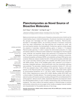 Planctomycetes As Novel Source of Bioactive Molecules