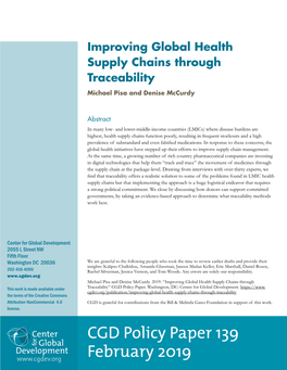 Improving Global Health Supply Chains Through Traceability