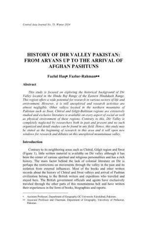 History of Dir Valley Pakistan: from Aryans up to the Arrival of Afghan Pashtuns
