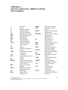 Appendix a List of Acronyms, Abbreviations, and Symbols