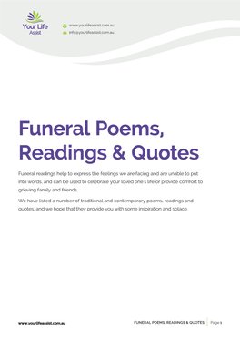 Funeral Poems, Readings & Quotes