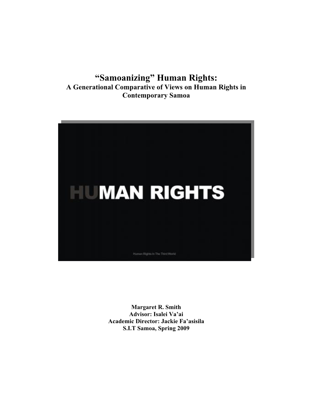 Human Rights: a Generational Comparative of Views on Human Rights in Contemporary Samoa