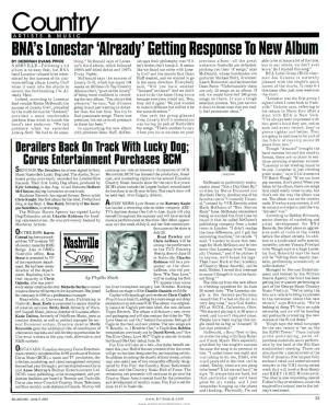 BNA's Lonestar `Already' Getting Response to New Album