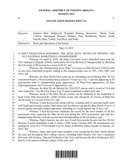 General Assembly of North Carolina Session 2015 S 1 Senate Joint Resolution 714