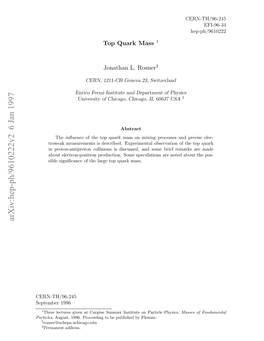 Hep-Ph/9610222V2 6 Jan 1997 Particles Etme 1996 September CERN-TH/96-245 3 2 1 Emnn Address