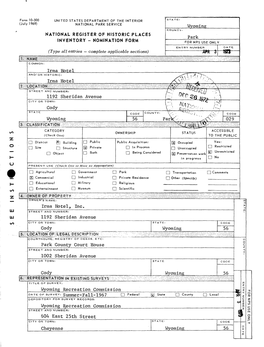 Irma Hotel National Register Form Size