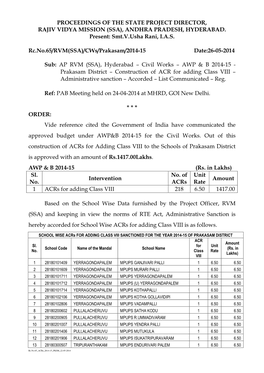 ANDHRA PRADESH, HYDERABAD. Present: Smt.V.Usha Rani, I.A.S