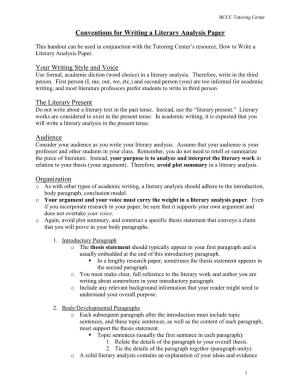 Conventions for Writing a Literary Analysis Essay