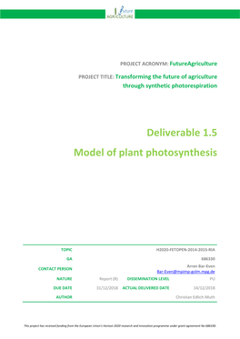 Deliverable 1.5 Model of Plant Photosynthesis