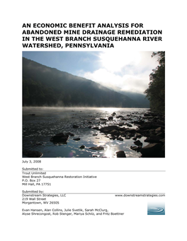 An Economic Benefit Analysis for Abandoned Mine Drainage Remediation in the West Branch Susquehanna River Watershed, Pennsylvania