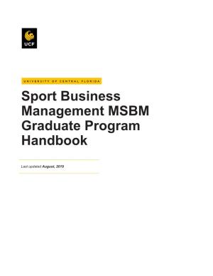 Sport Business Management MSBM Graduate Program Handbook