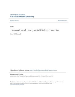 Thomas Hood : Poet, Social Thinker, Comedian Ernest W