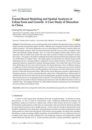 Fractal-Based Modeling and Spatial Analysis of Urban Form and Growth: a Case Study of Shenzhen in China
