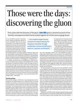 Thirty Years After the Discovery of the Gluon, John Ellis Gives a Personal