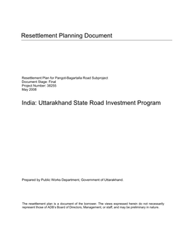 UTTARAKHAND STATE ROAD INVESTMENT PROGRAM Pangot