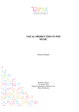 Vocal Production in Pop Music