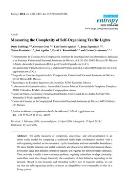 Measuring the Complexity of Self-Organizing Traffic Lights