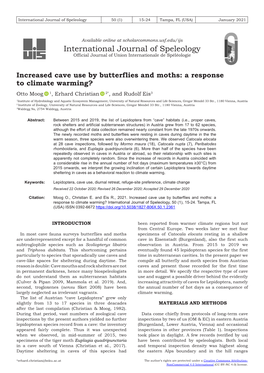 Increased Cave Use by Butterflies and Moths