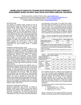 Modelling of Krakatoa Tsunami Wave Propagation and Community Engagement Based on Swot Analysis in Southern Lampung, Indonesia