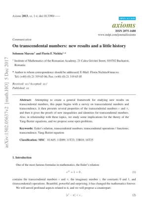 On Transcendental Numbers: New Results and a Little History