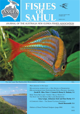JOURNAL of the AUSTRALIA NEW GUINEA FISHES ASSOCIATION Incorporated Registration No
