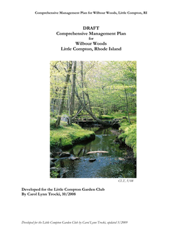 DRAFT Comprehensive Management Plan Wilbour Woods Little Compton, Rhode Island