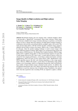 Image Quality in High-Resolution and High-Cadence Solar Imaging