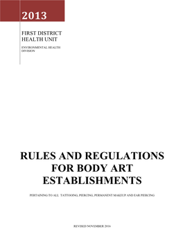 Rules and Regulations for Body Art Establishments