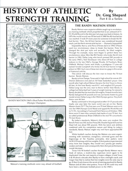 History of Athletic Strength Training